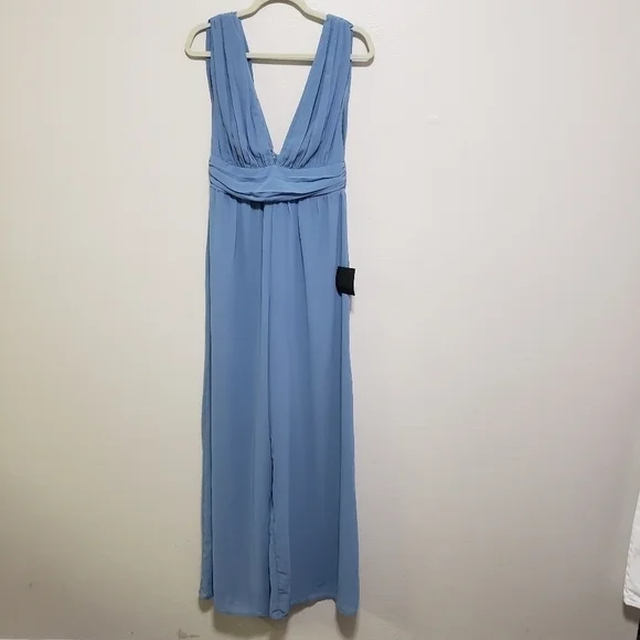 Lulu's Divine Muse Slate Blue Wide-Leg Jumpsuit - Picture 6 of 12